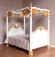 Carved Cherub & Palm Tree 4 Poster Bed Double