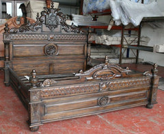 demon carved bed dark mahogany