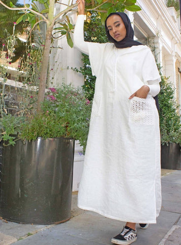 white linen maxi dress