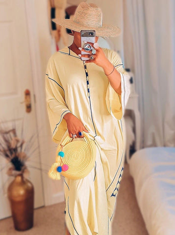 long yellow kaftan dress