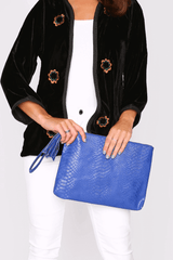 cobalt blue clutch bag