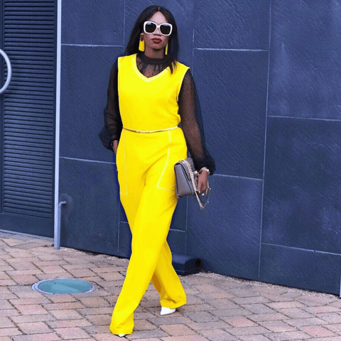 yellow jumpsuit