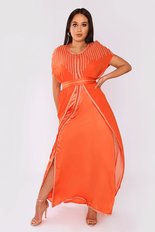 women's orange lebssa maxi dress