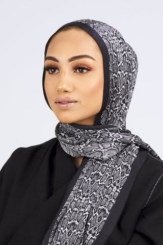 black and white headscarf