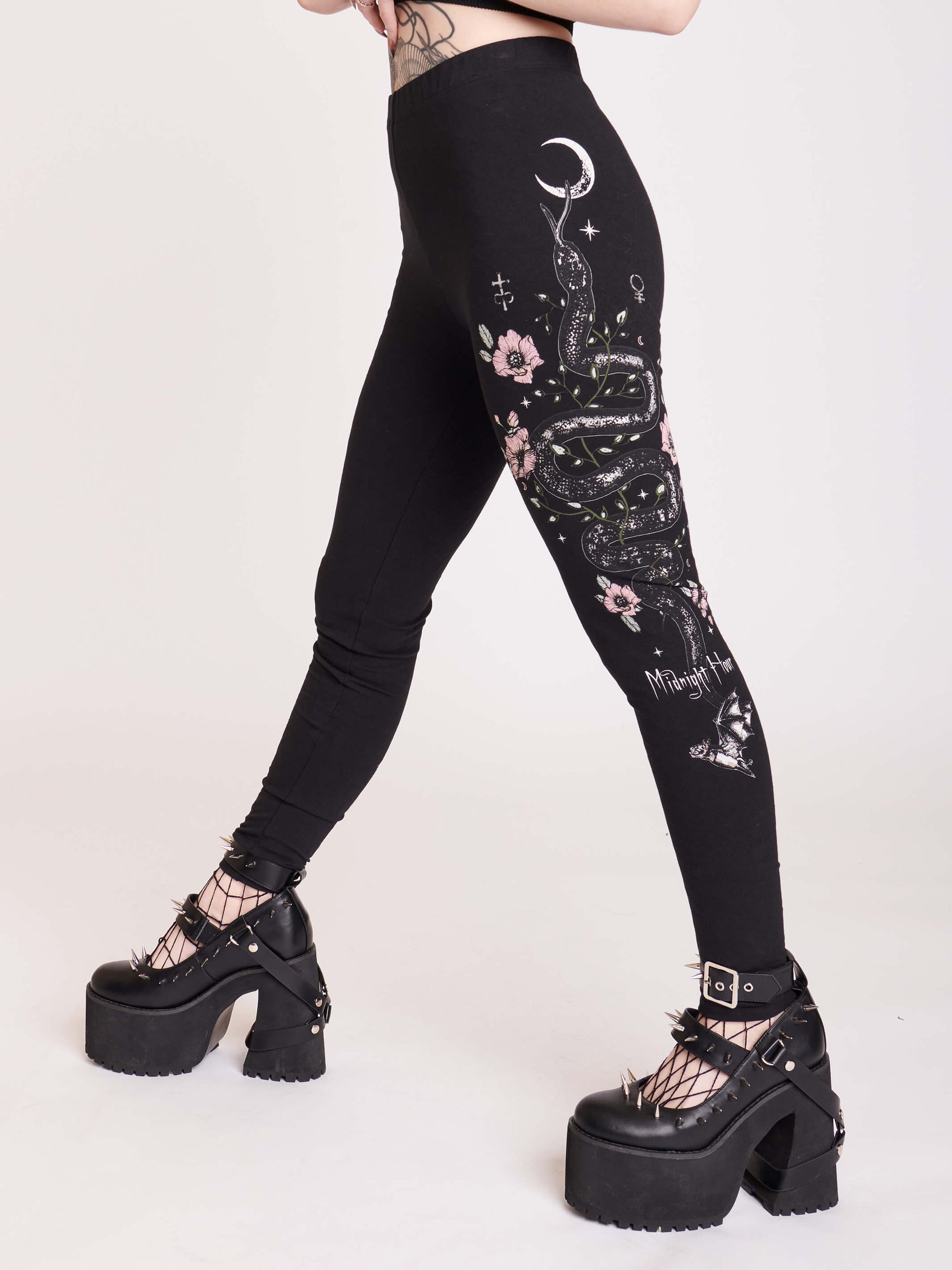  Soul Flower Women's Moon Goddess Organic Cotton Leggings (Medium)  Black : Clothing, Shoes & Jewelry