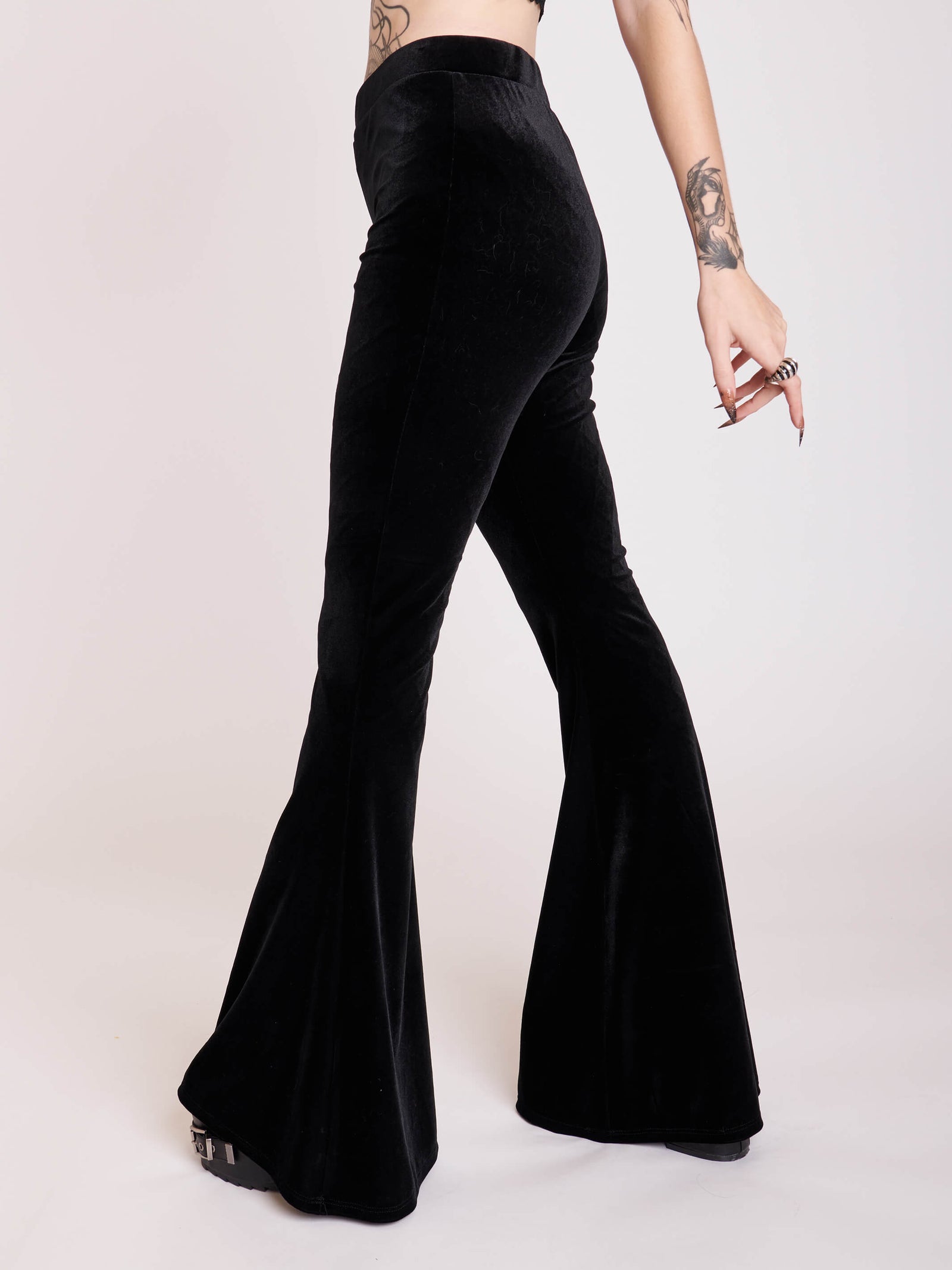 Hight Waist Bell Bottom Pants With Pockets. Goth Black Flare Pant. Black  Elastic Pant. Casual Black Trousers. Bell Bottom Leggings. Gothic -  UK