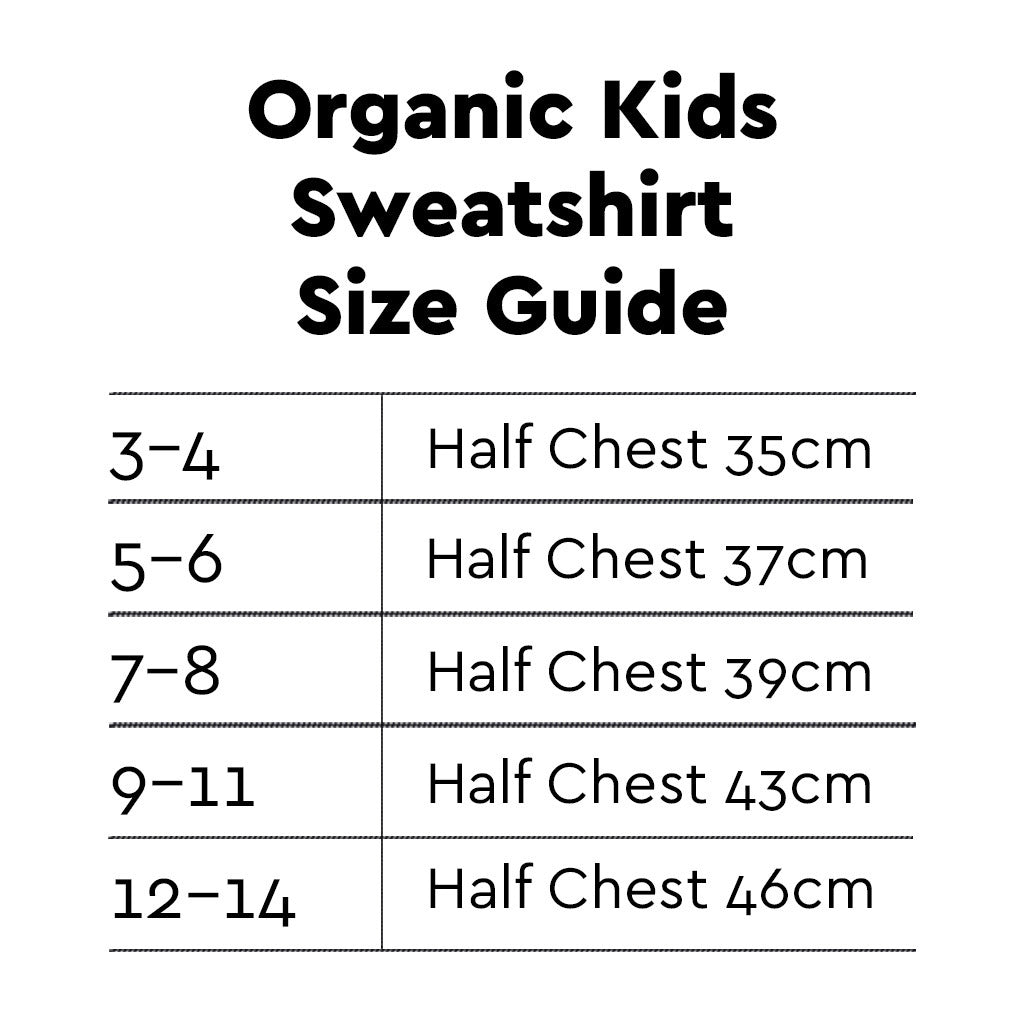 Kids Sweatshirt Size Chart