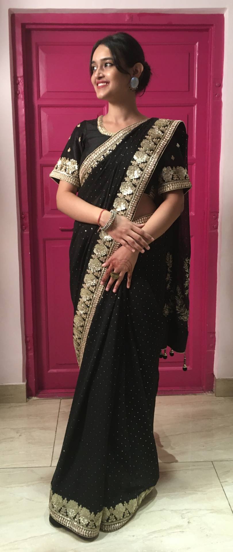 Beautiful Bold Black Saree – ranasbykshitija