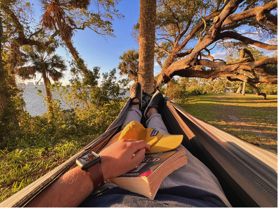 relaxing on hammock