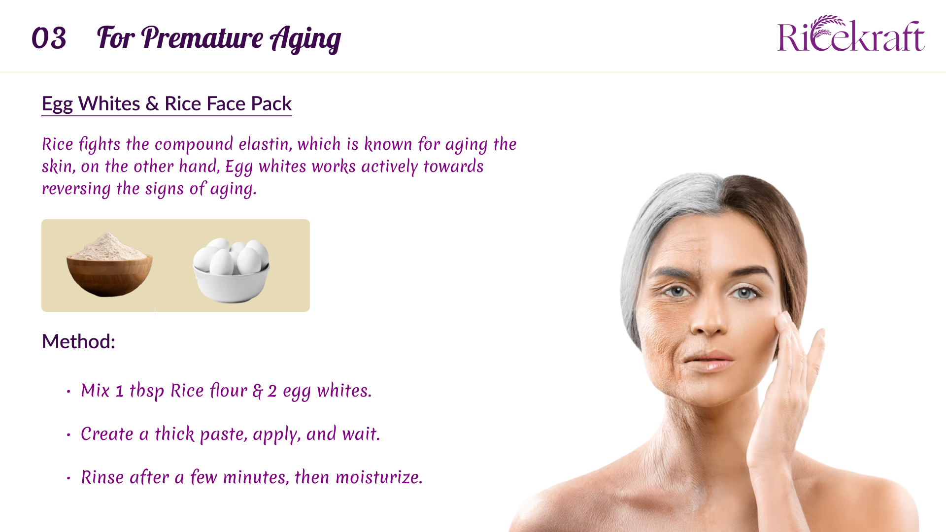 Egg Whites and Rice Face Pack For Premature Aging DIY