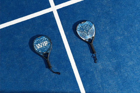 Teardrop-shaped and diamond padel racquets