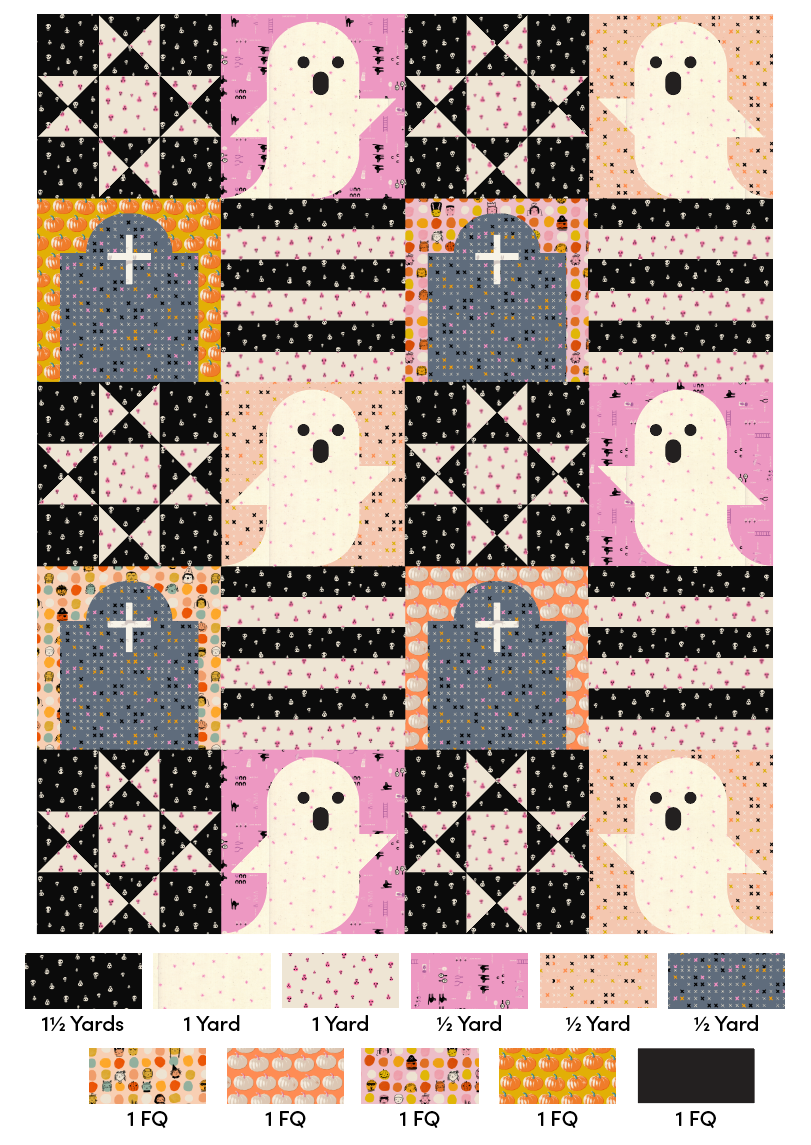 Ghost in the Graveyard Quilt Pattern Ruby Star Society Spooky Darlings for Moda Fabrics