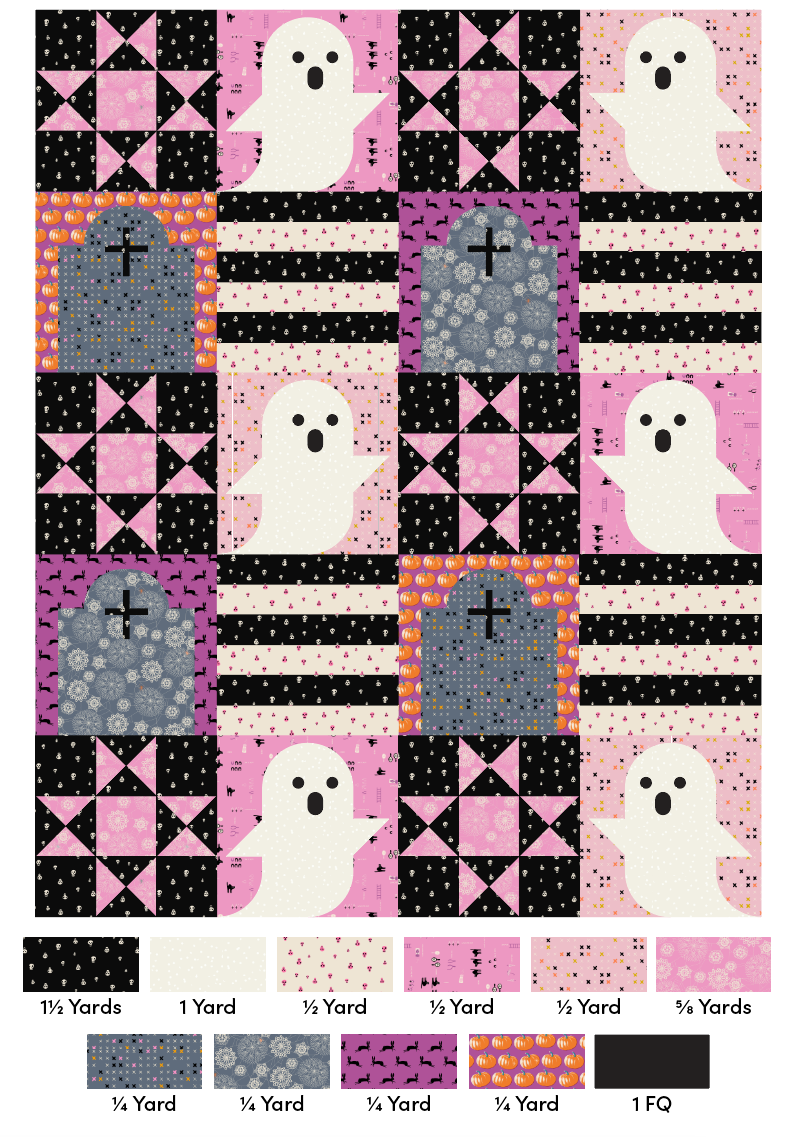 Ghost in the Graveyard Quilt Pattern Ruby Star Society Spooky Darlings for Moda Fabrics