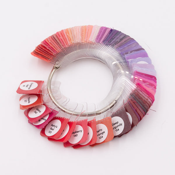 solid color card swatches on a d-ring