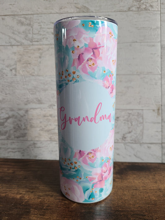 Personalized Butterflies and Flowers Skinny Tumbler – LB