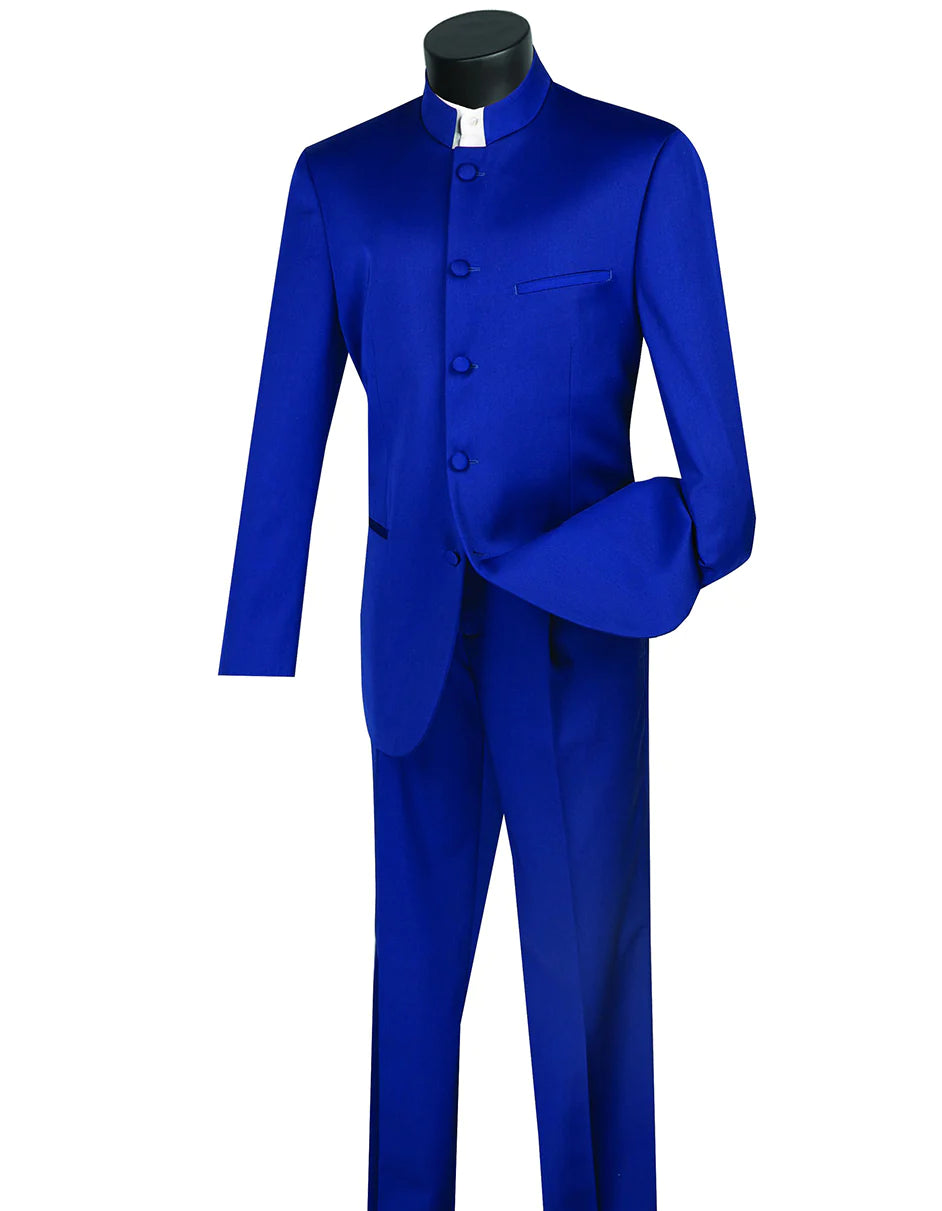 Mens Blue Wedding Tuxedo - Dark Blue Tuxedo homecoming Suit" Mens 5 Button Mandarin Collar Tuxedo Suit
