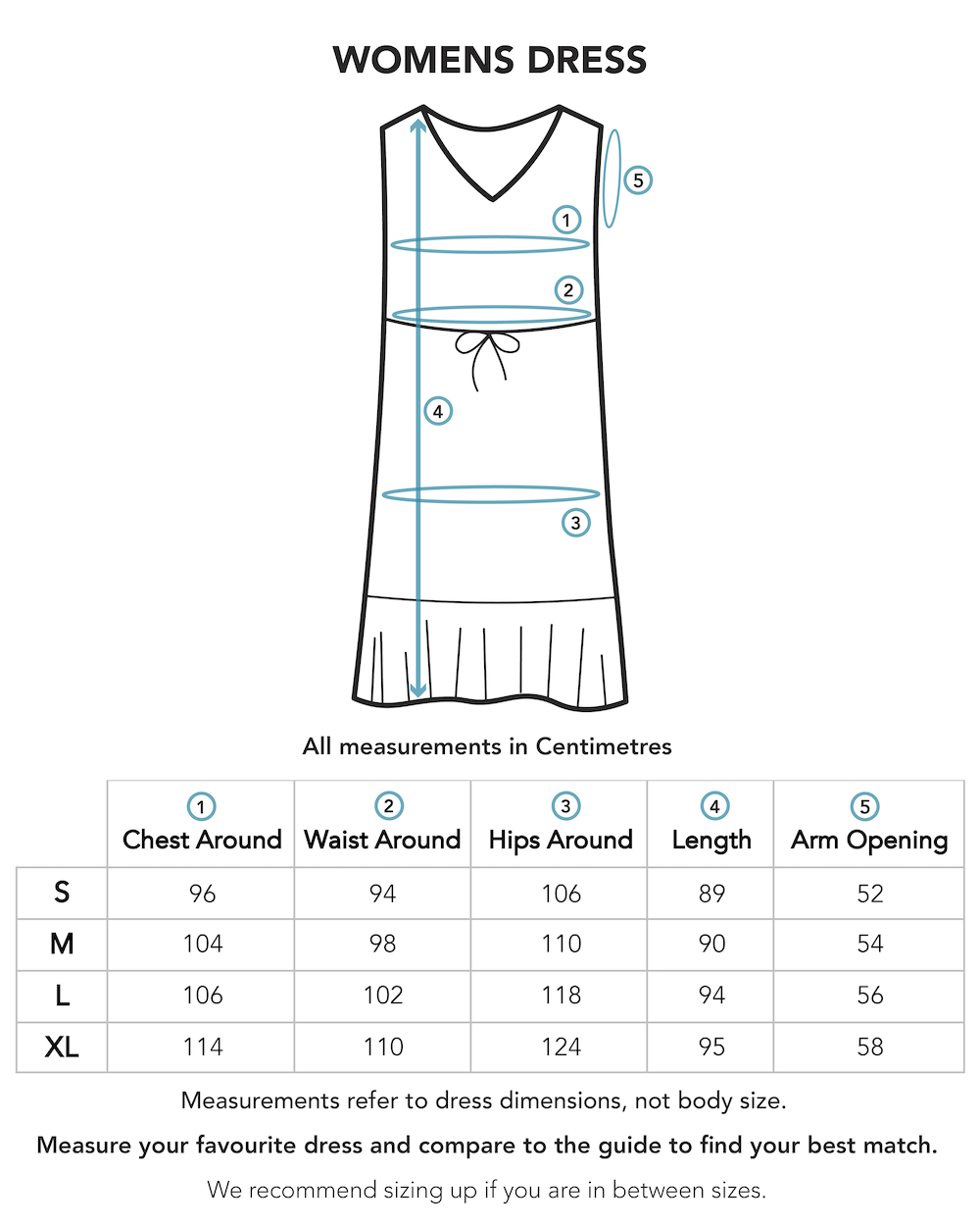 Womens Hawaiian Dress Size Chart