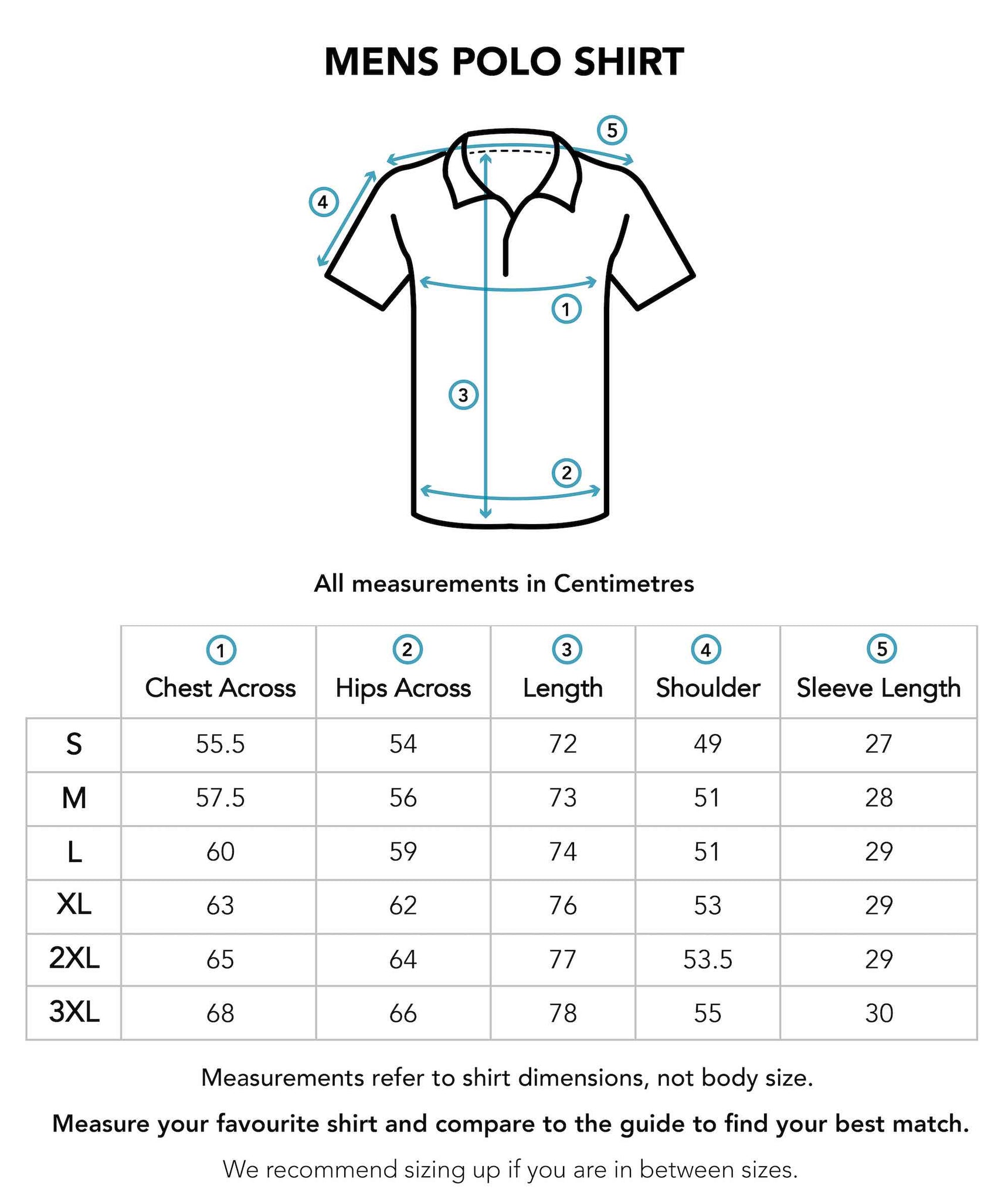 Mens Polo Shirt Size Chart – Island Style Clothing