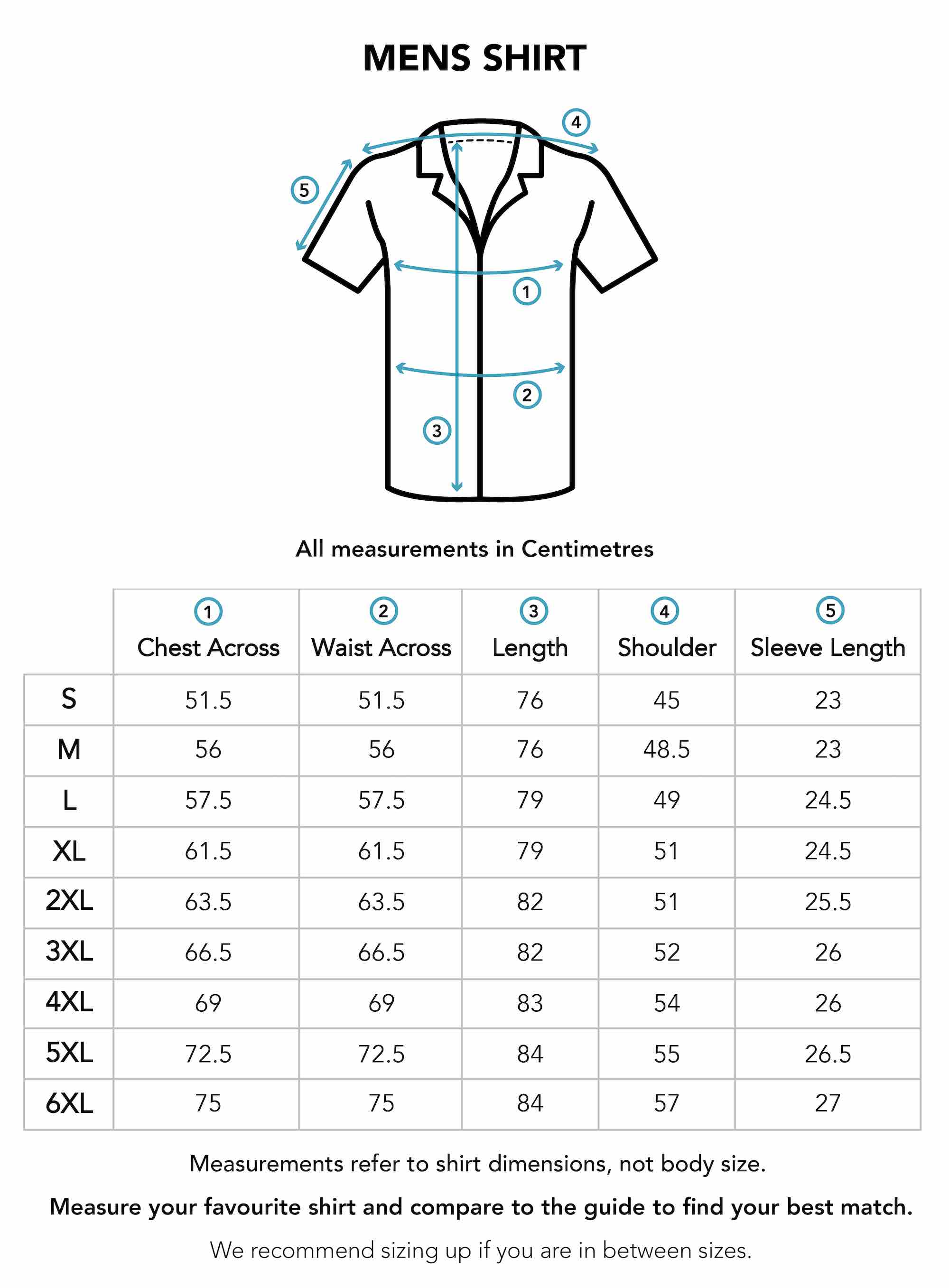 Shirt Size Chart