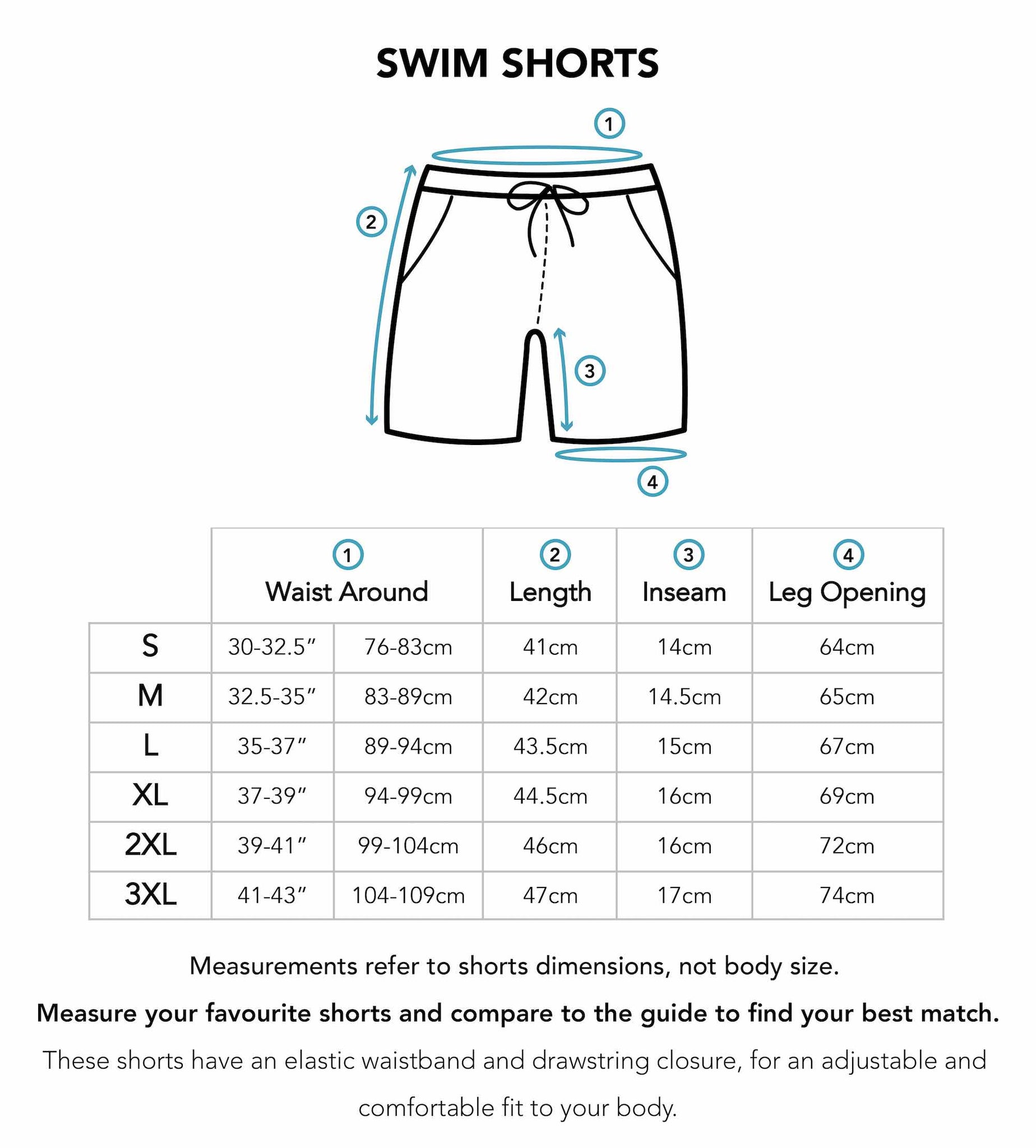 Mens Shorts Size Chart – Island Style Clothing