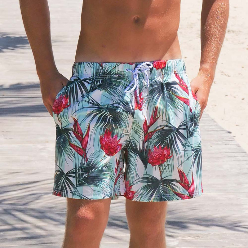 Mens Shorts | Tropical Print Cotton Shorts | Hawaiian Shorts