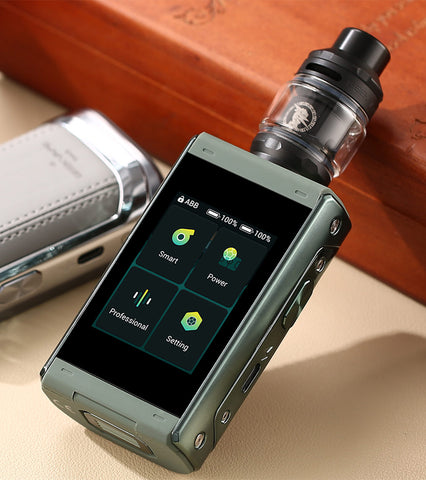 With a substantial 2.4-inch display, the GEEKVAPE T200 complete touch screen with four dynamic UI themes clearly displayed.