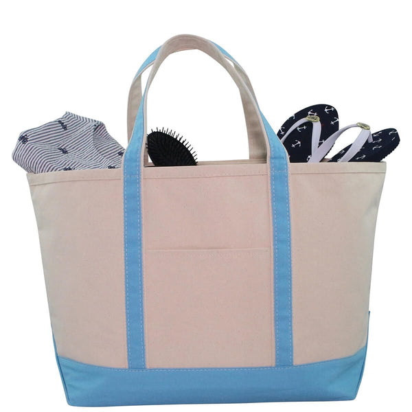 Monogrammed Baby Blue Large Canvas Boat Tote – LL Monograms
