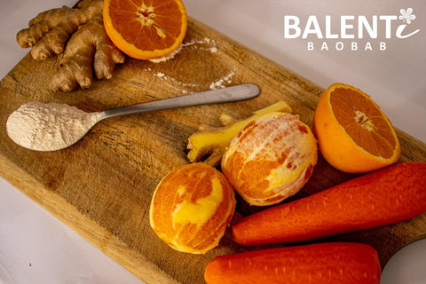 Smoothie Balenti baobab carrotes gingembre orange