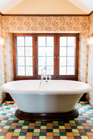 vintage bathtub in Willowdale Estate's bridal suite Topsfield, MA