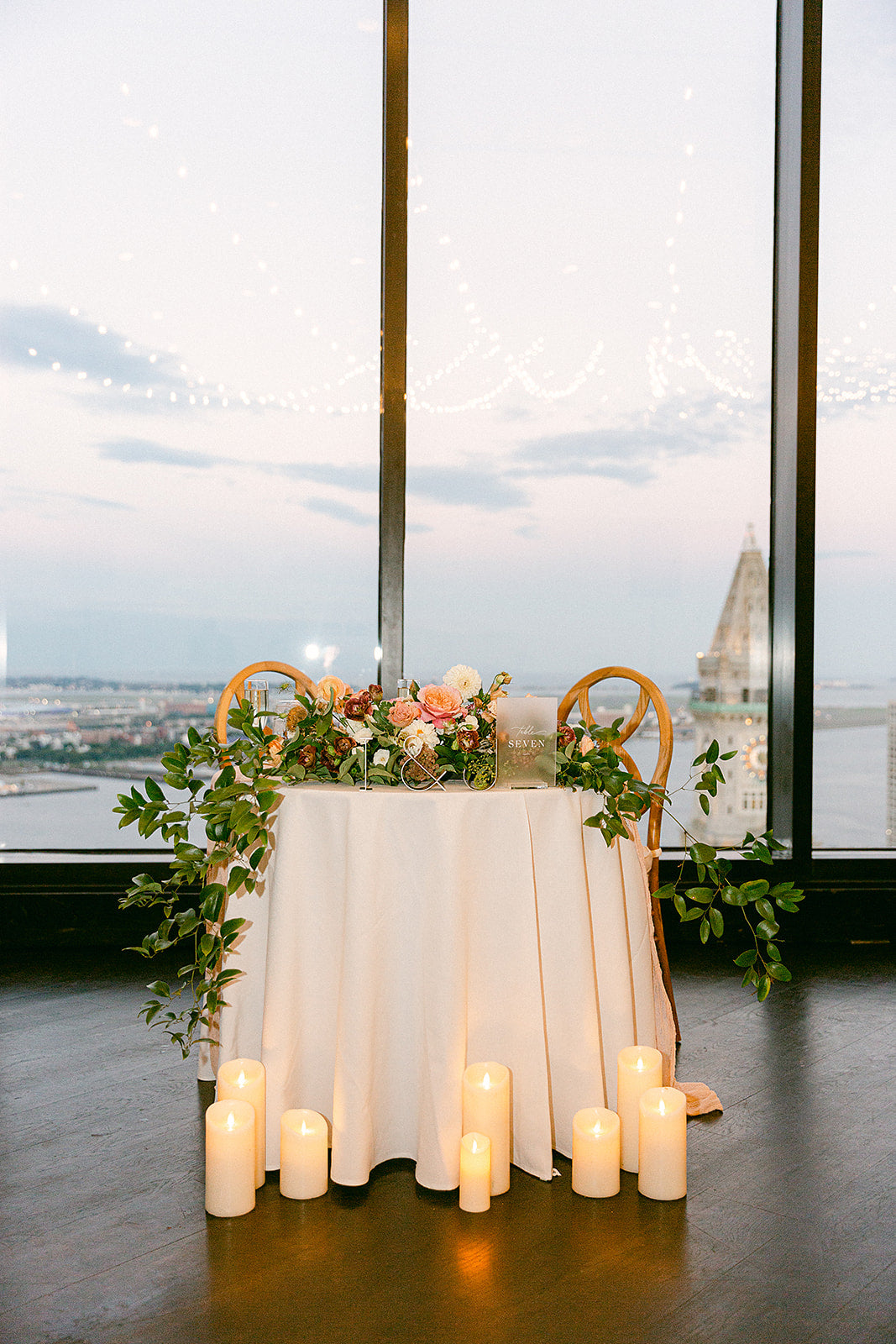 sweet heart table with florals at state room boston ma