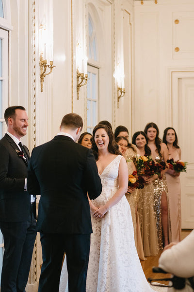 Bride and Groom exchanging vows at Tupper Manor Mansion Boston, massachustts