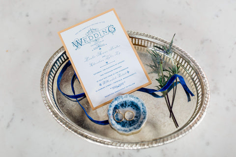 Vintage winter wedding invitations with wedding rings Boston, Mass