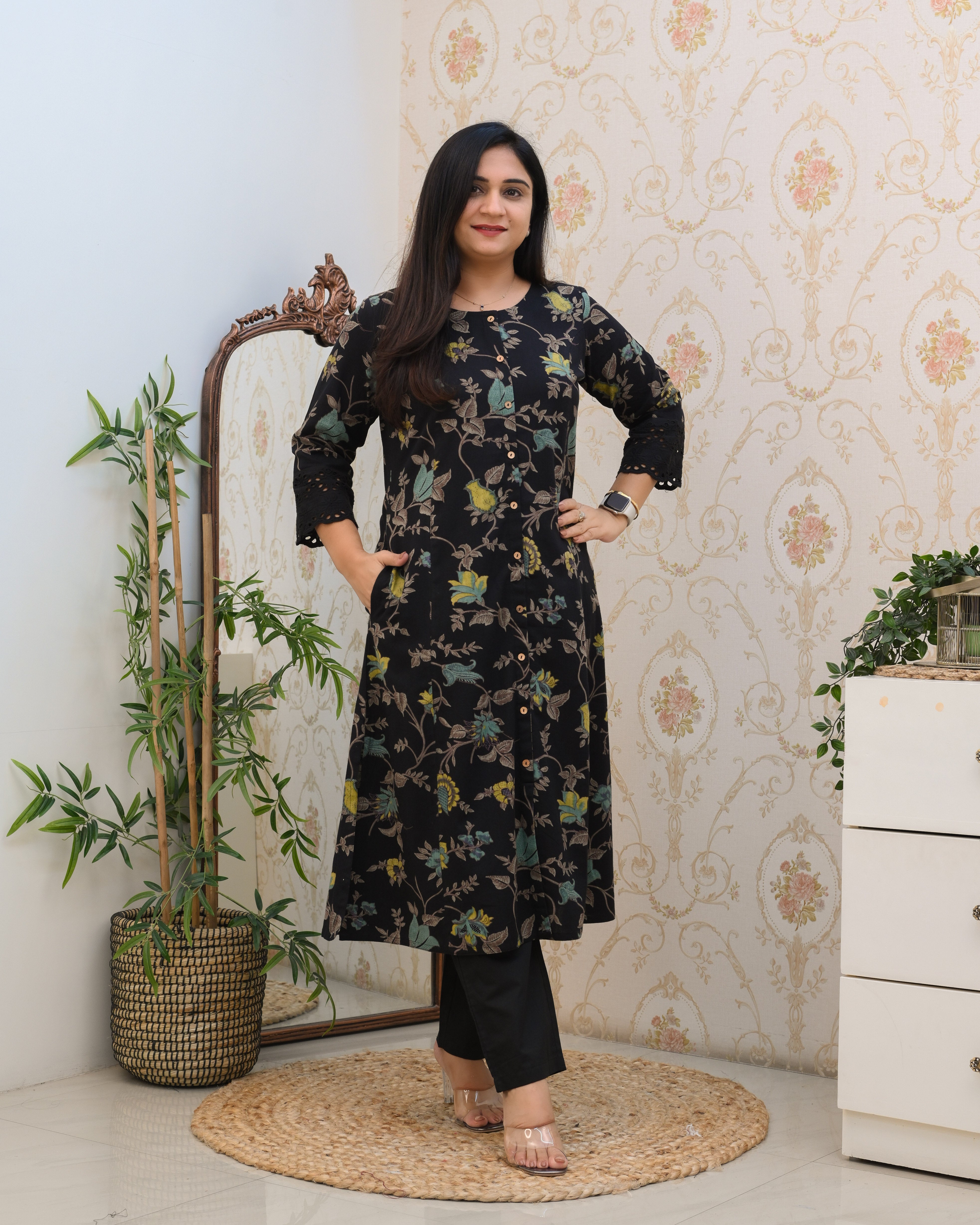 Cotton Floral Casual kurta with pocket - The Jaipur Studio product image