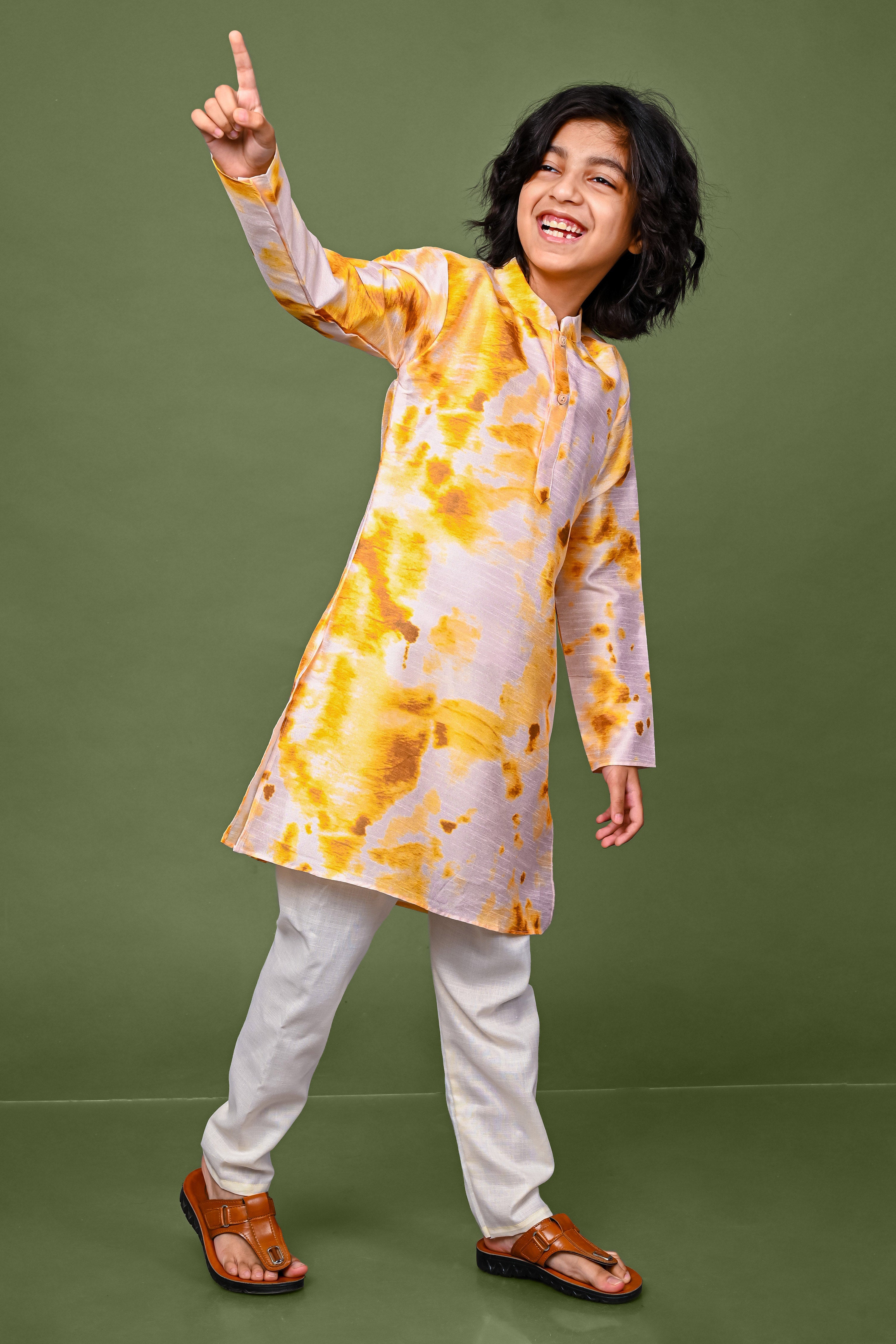 Aqua Printed Cotton Blend Kurta With Pajama Set – Vesham