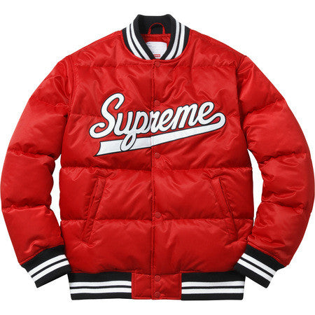 supreme script varsity puffy jacket