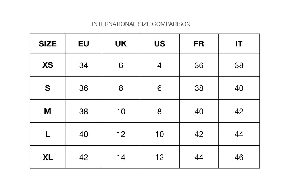 size chart for