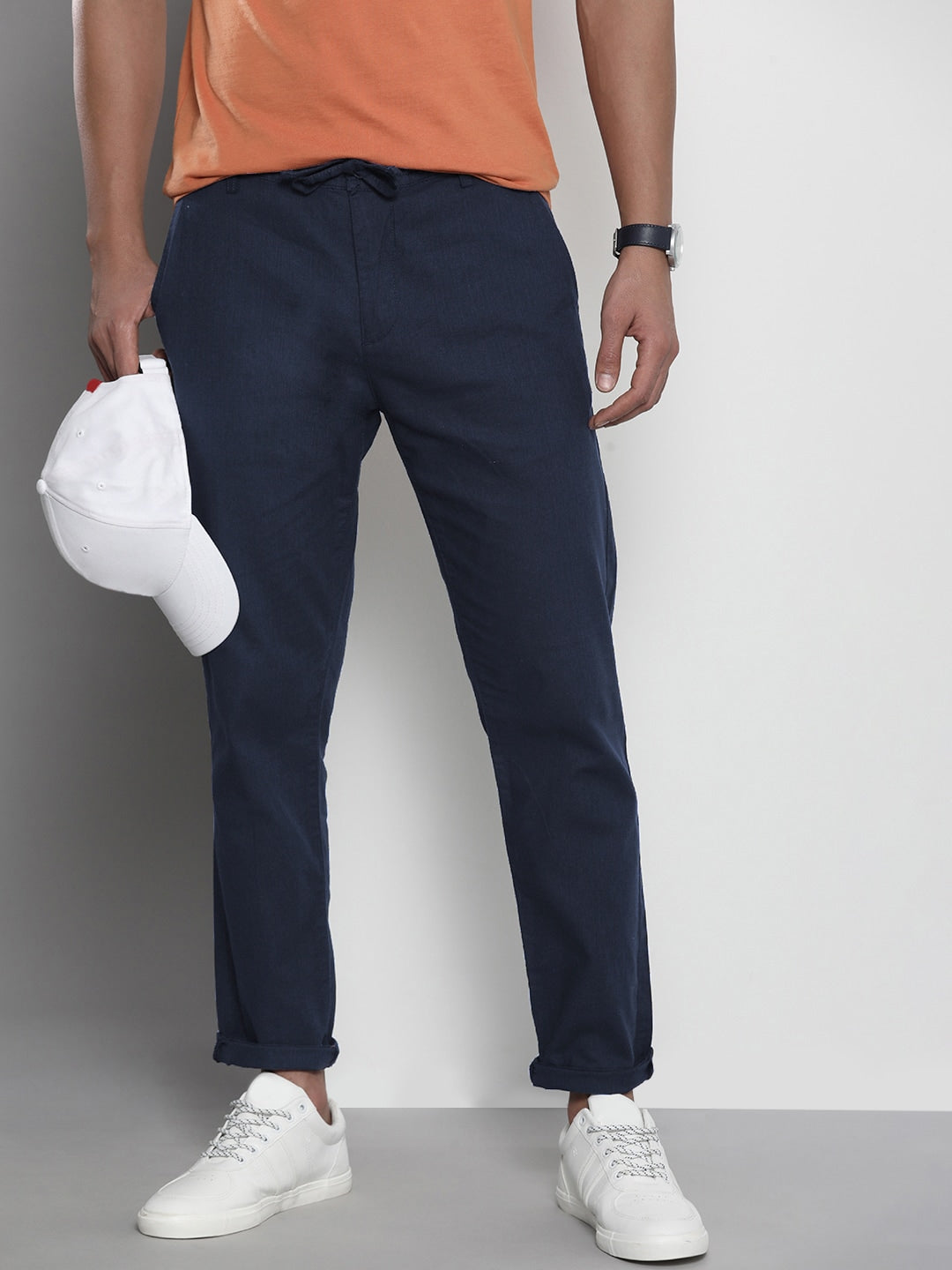 Buy Navy Blue Trousers & Pants for Men by The Indian Garage Co