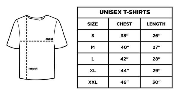 T-shirt Size Chart Template- 2022- University Clothing India