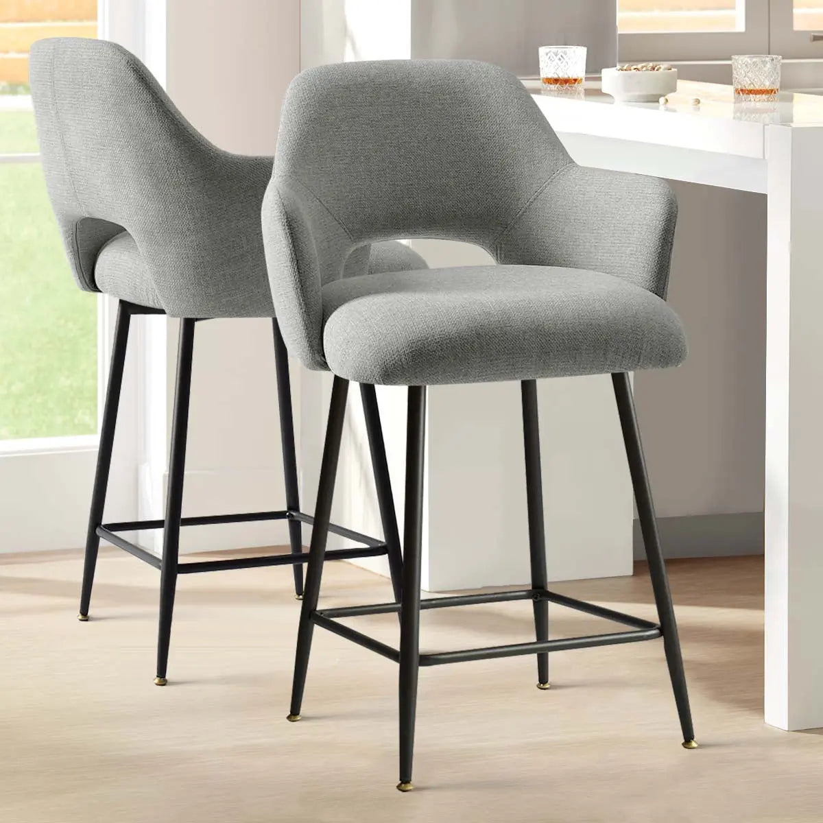 Edwin Upholstered Counter Stool with Arms (Set of 2)