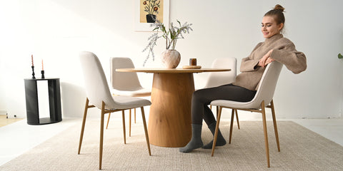 Set of 4 Oslo Dining Chairs with Walnut Legs, elegant seating solution for modern dining rooms