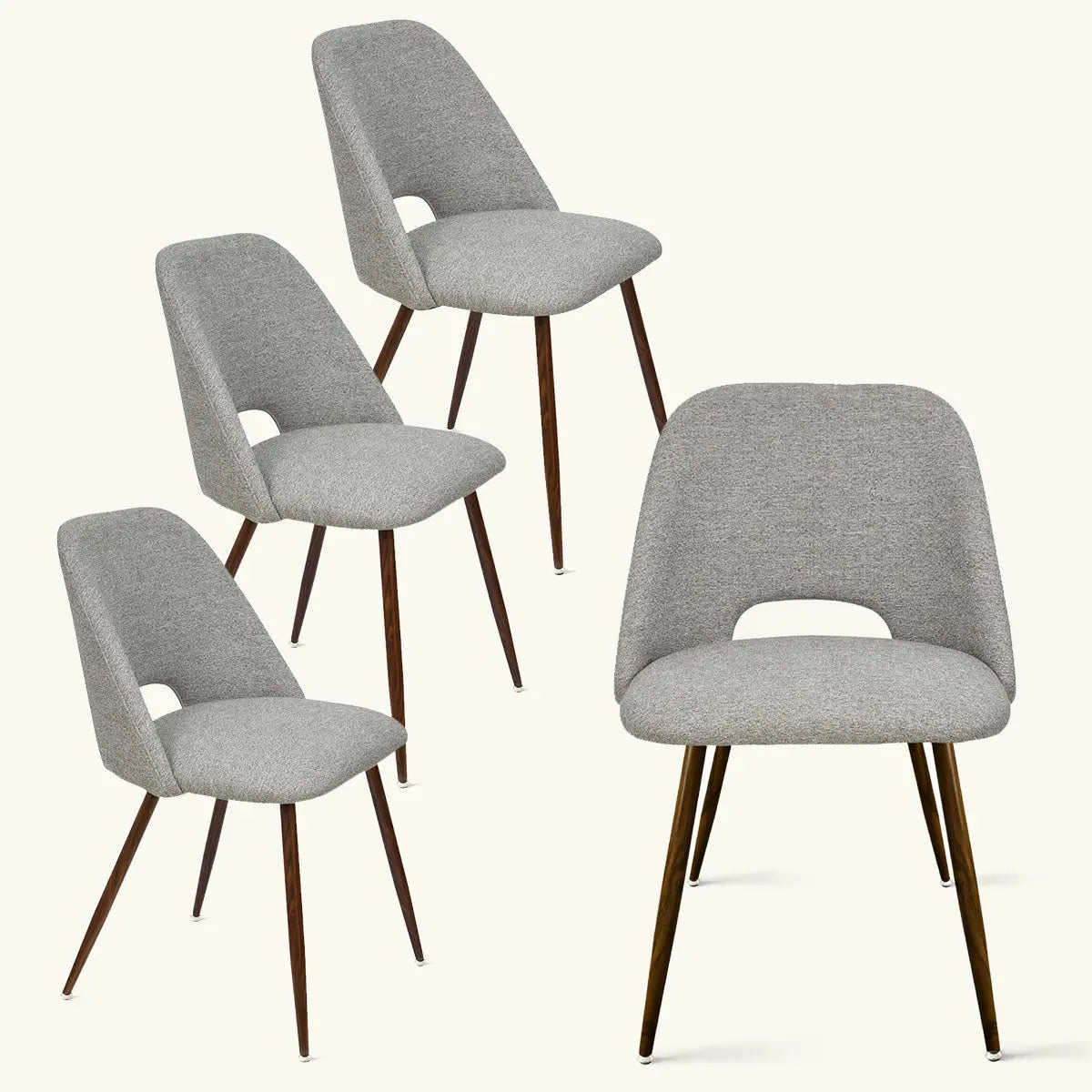 Edwin Brown Faux Leather Dining Chairs Set of 4,Comfortable Chairs with  Backrest and Metal Legs,Modern Industrial Upholstered Chairs-The Pop Maison