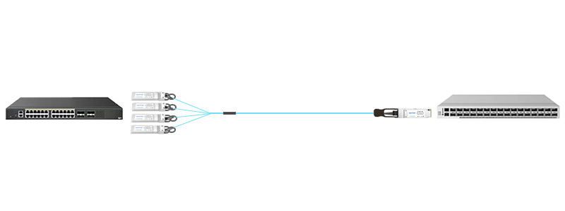 Fig.3 - QSFP28 to SFP28 Connection with AOC Breakout Cable