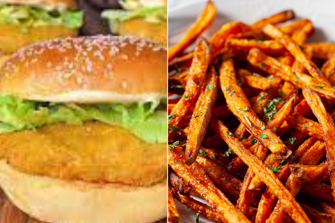 Healthy McChicken Burger with Sweet Potato Fries Recipe