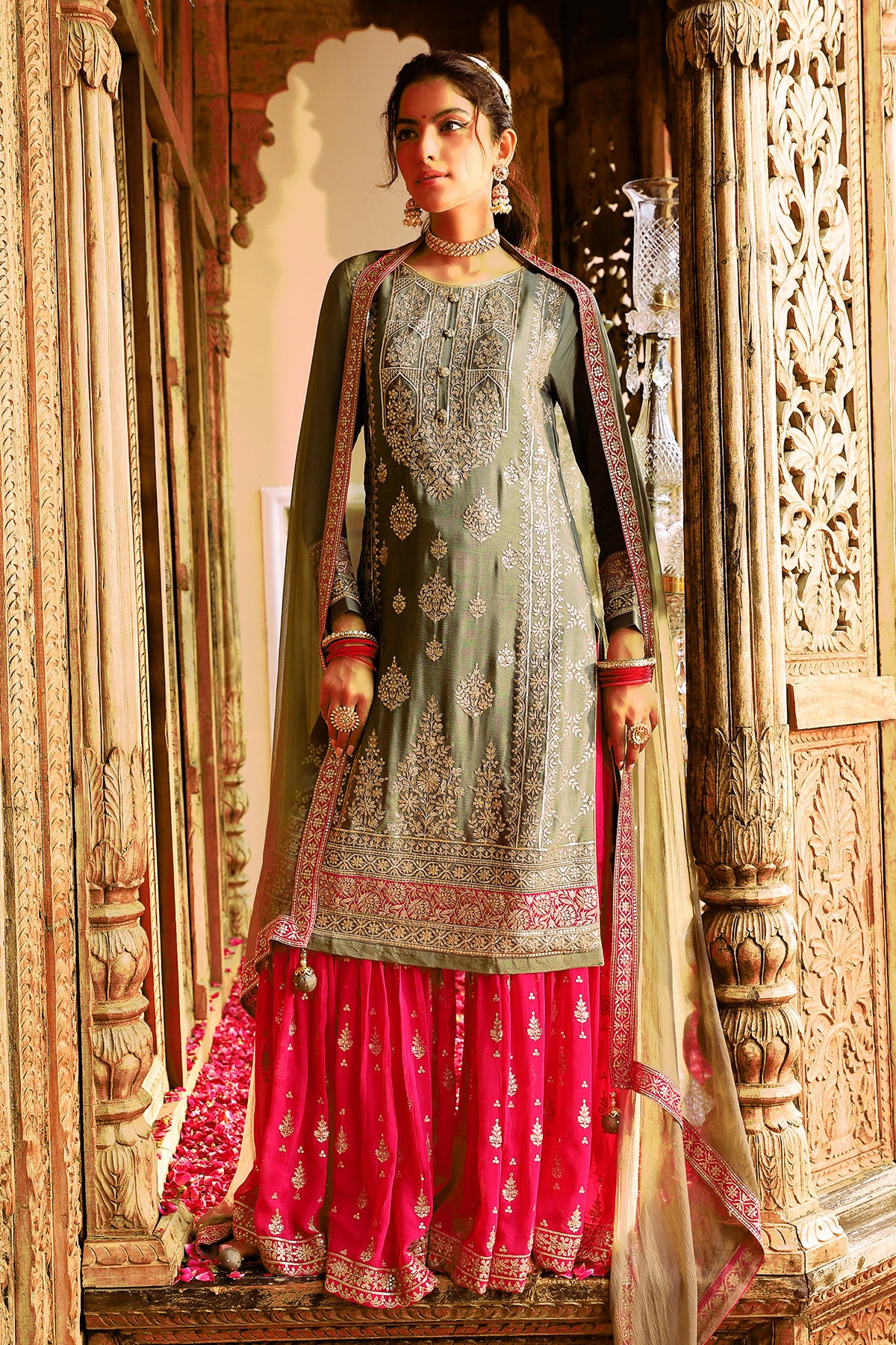 Pink Front Open Gown - Ruffled Sharara - Nikah Dress | Latest bridal  dresses, Nikah dress, Bridal maxi dress