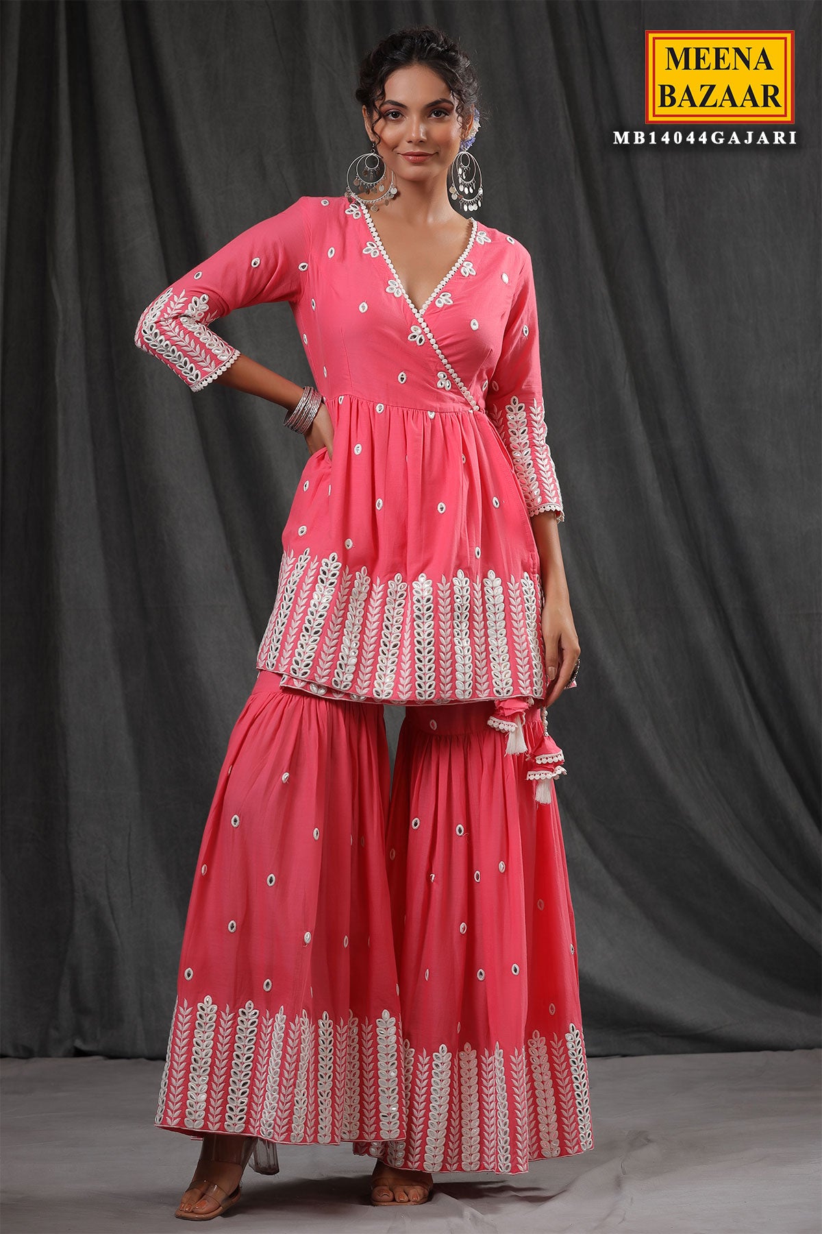 Gajari Cotton Embroidered Stitched Suit