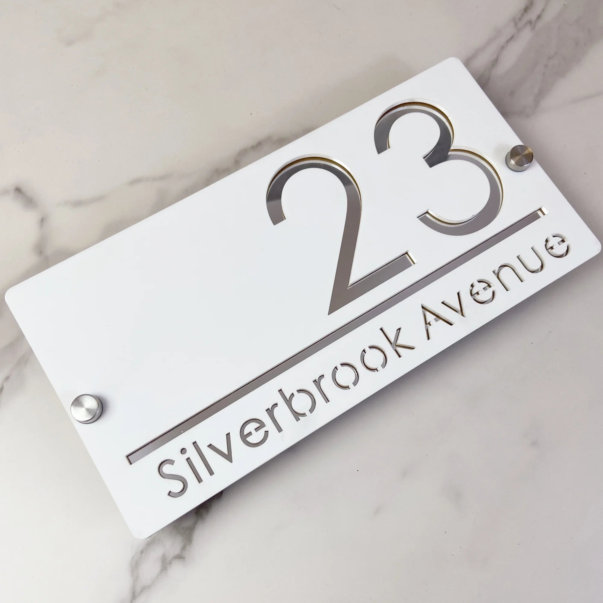 CUSTOM ACRYLIC MODERN HOUSE SIGN NUMBER STREET SIGN ADDRESS DOOR WALL PLAQUE - Bild 8 von 14