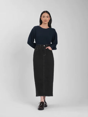 Rok denim Hitam Thenblank