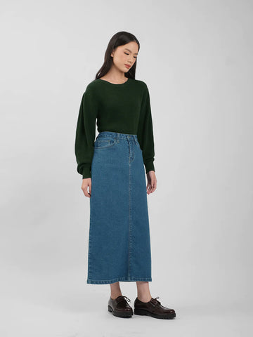 denim skirt thenblank outfit