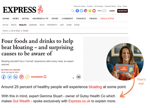 Daily Expree article - bloating and Gut Wealth