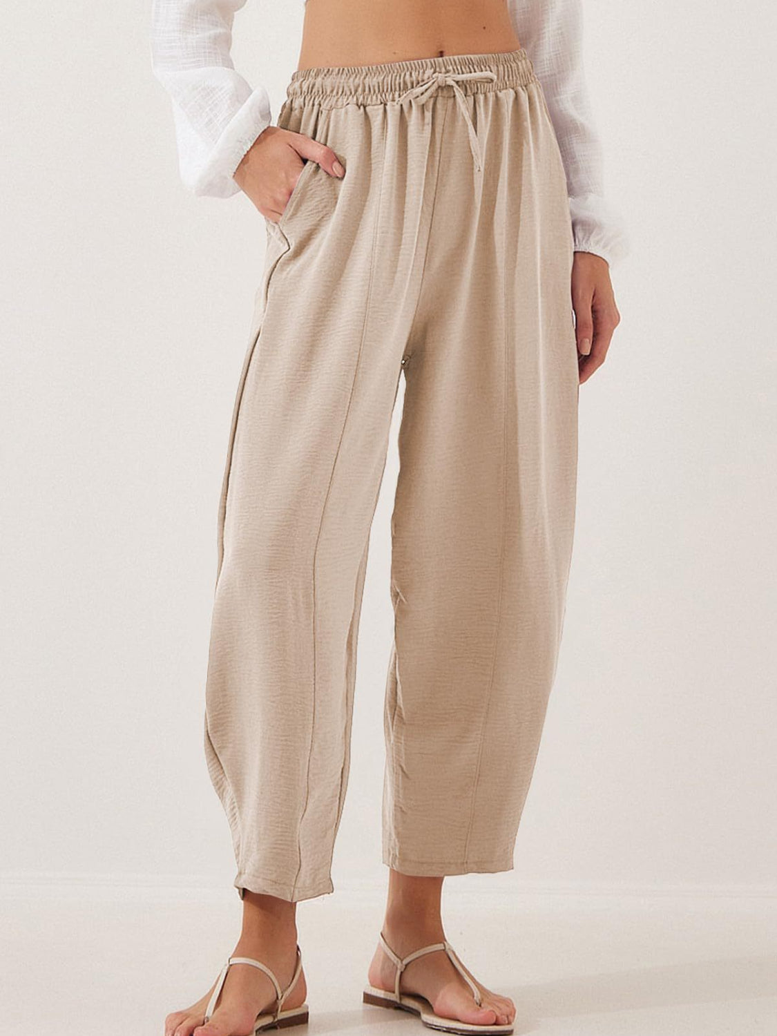 Full Size Drawtising Cropped Jogger Pants Plus Size
